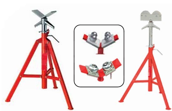 V-Head Pipe Support Stand with Roller Options
